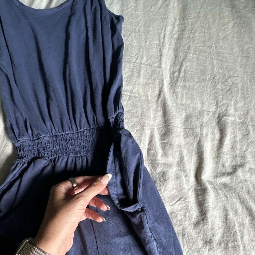 AERIE Cornflower Blue Solid Jumpsuit XS Scoop Neck Sleeveless Pockets Elastic - Picture 5 of 7